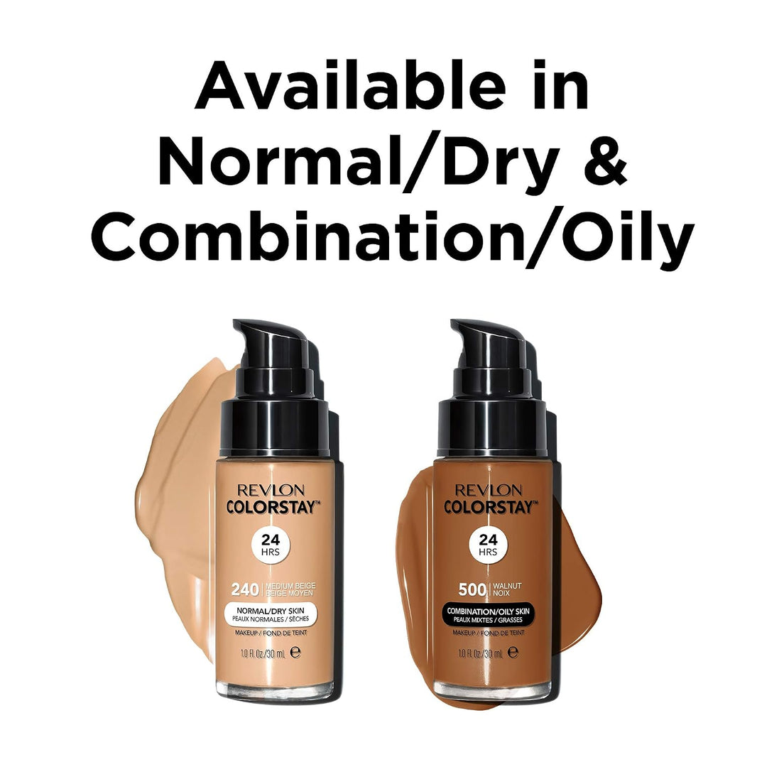 Revlon Liquid Foundation, ColorStay Face Makeup for Normal & Dry Skin, SPF 20, Longwear Medium-Full Coverage with Natural Finish, 240 Medium Beige, 1 Fl Oz-Revlon Liquid Foundation, ColorStay Face Makeup for Normal & Dry Skin, SPF 20, Longwear Medium-Full Coverage with Natural Finish, 240 Medium Beige, 1 Fl Oz