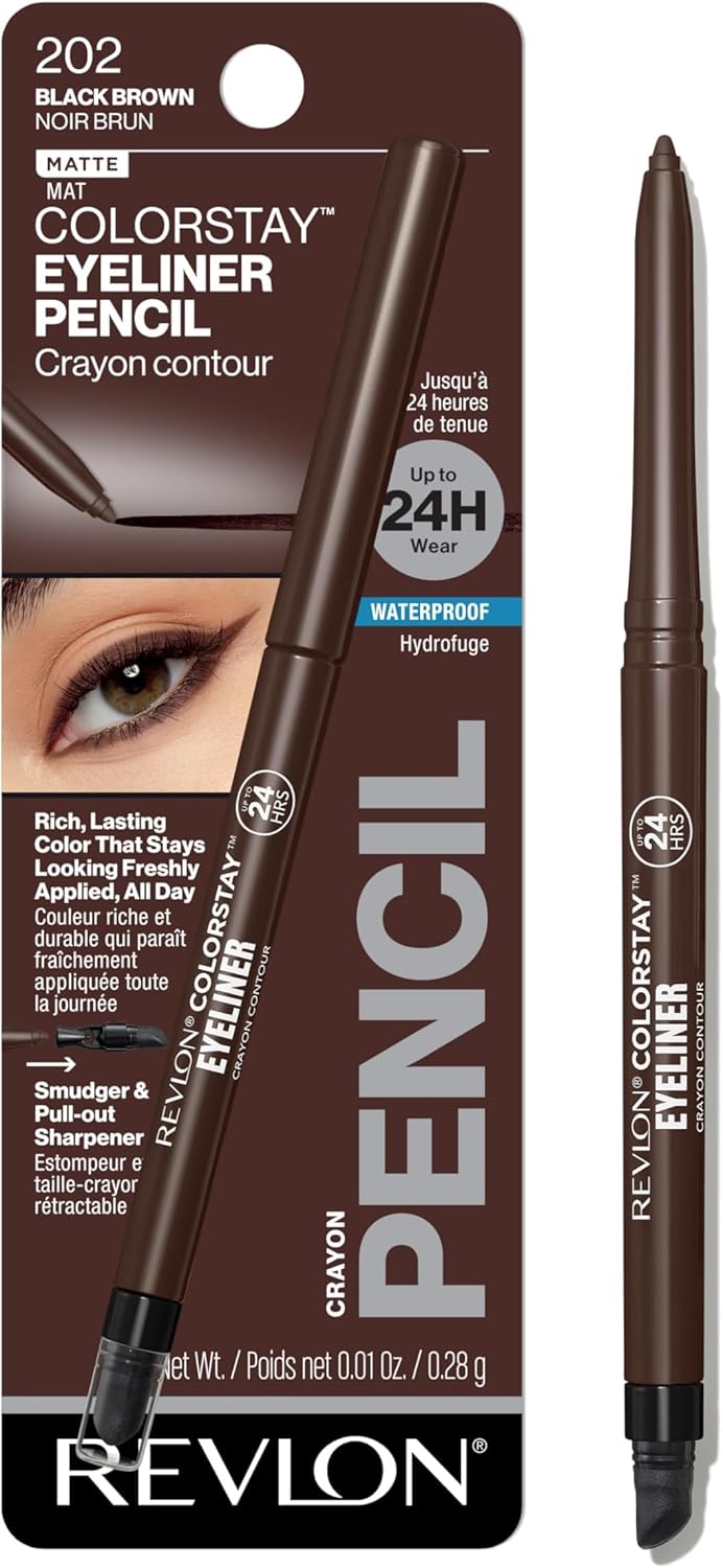 Revlon ColorStay Pencil Waterproof Eyeliner, Smudge-Proof, Eye Makeup with Built-In Sharpener, Long-Lasting, Matte Finish, 201 Black, 2 pack-Revlon ColorStay Pencil Waterproof Eyeliner, Smudge-Proof, Eye Makeup with Built-In Sharpener, Long-Lasting, Matte Finish, 201 Black, 2 pack