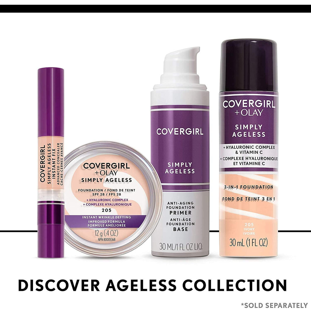 COVERGIRL & Olay Simply Ageless 3-in-1 Liquid Foundation, Matte Finish, Hyaluronic & Vitamin C Formula, 225 Buff Beige, 1 Count-COVERGIRL & Olay Simply Ageless 3-in-1 Liquid Foundation, Matte Finish, Hyaluronic & Vitamin C Formula, 225 Buff Beige, 1 Count
