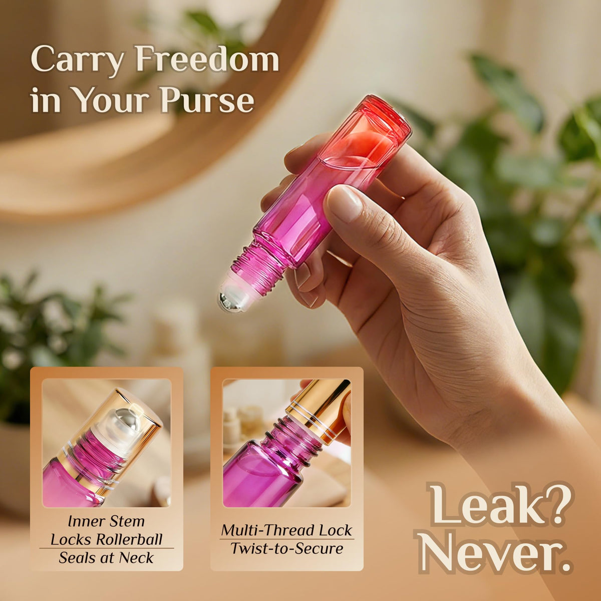 PrettyCare 4 Pack Amber Glass Oil Roller Bottles for Essential Oils 10ml, Roll On Bottles with Stainless Steel Roller Ball Leak-Proof Perfume Travel Refillable Bottle Empty, Beauty & Personal Care-PrettyCare 4 Pack Amber Glass Oil Roller Bottles for Essential Oils 10ml, Roll On Bottles with Stainless Steel Roller Ball Leak-Proof Perfume Travel Refillable Bottle Empty, Beauty & Personal Care