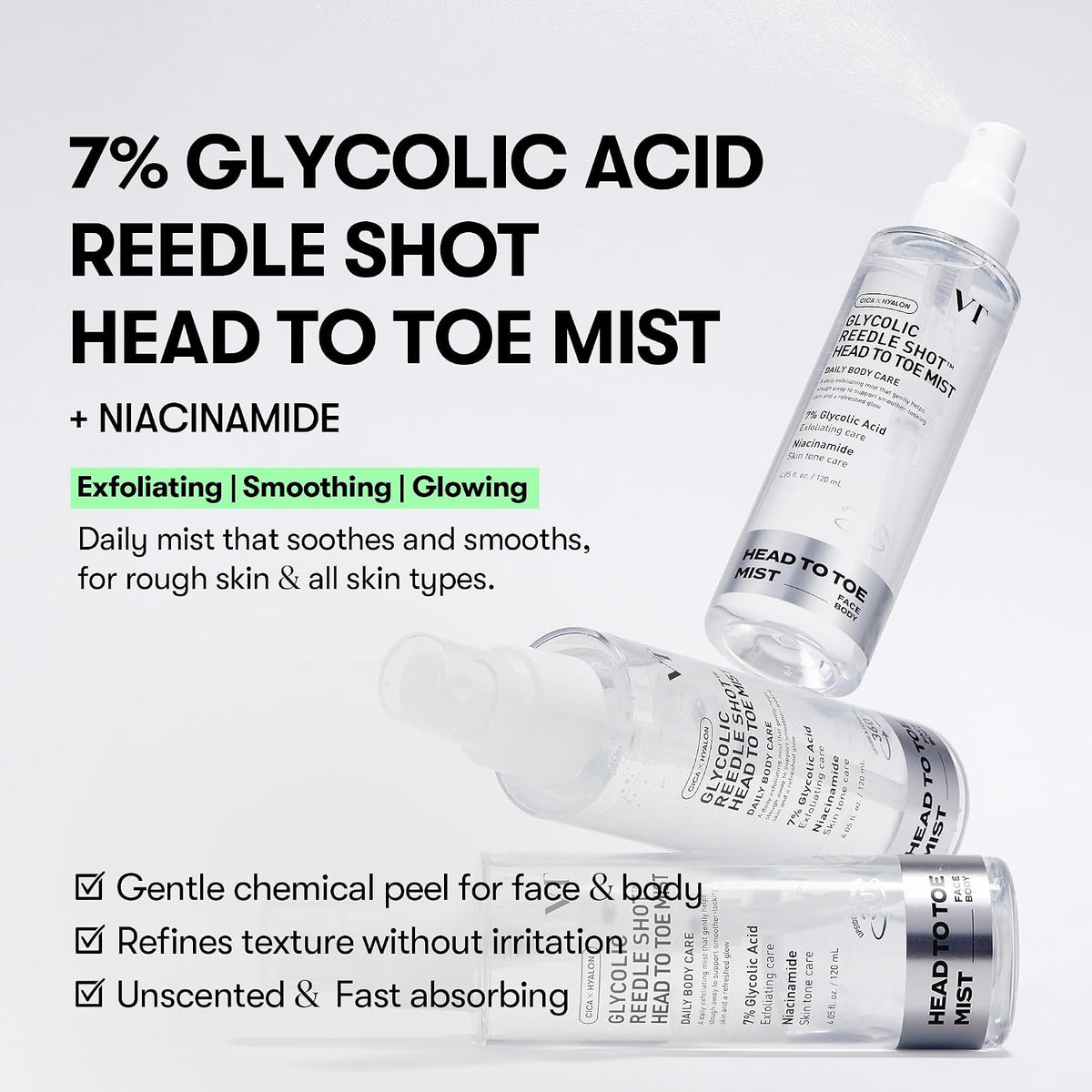 VT Glycolic Reedle Shot Head To Toe Mist-VT Glycolic Reedle Shot Head To Toe Mist