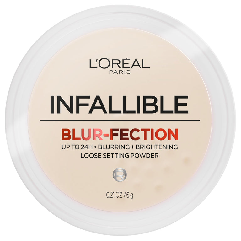 L'Oreal Paris Infallible Blur-fection Longwear Loose Setting Powder, Blurring Face Powder With Up to 24HRs of Wear, Brightening Light Pink, 1 Kit