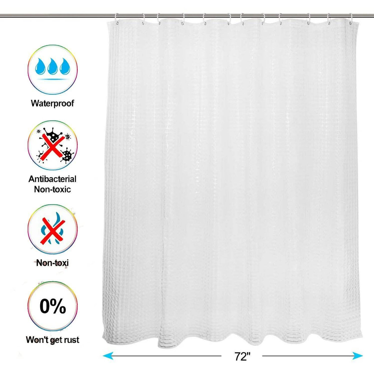 72 Inch FITNATE EVA Shower Clear Curtain Liner-72 Inch FITNATE EVA Shower Clear Curtain Liner