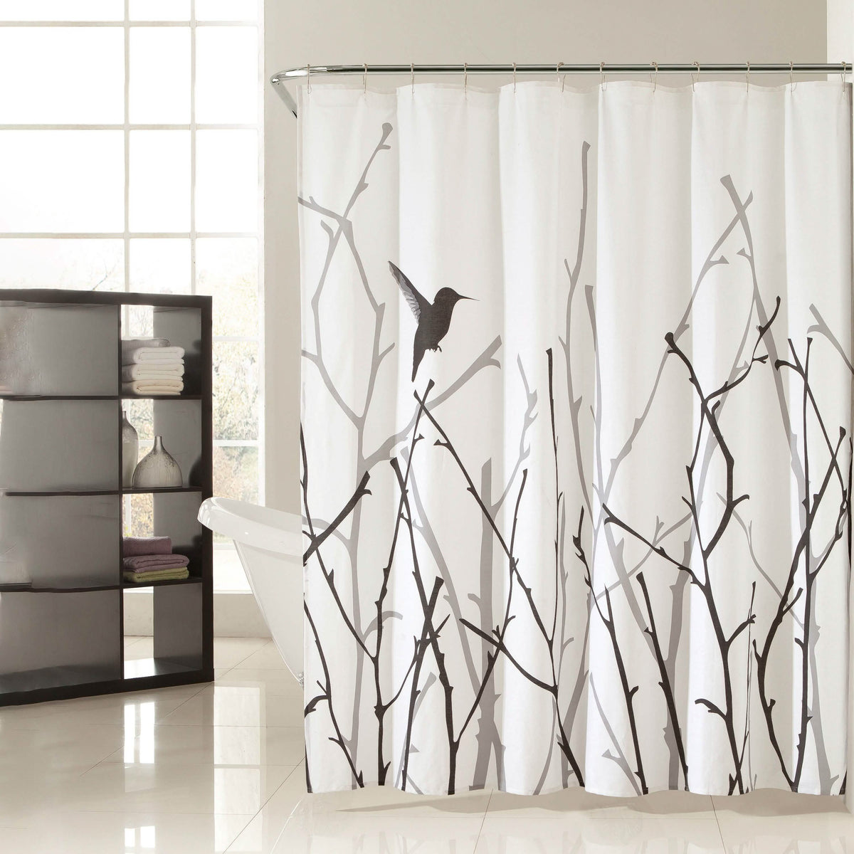 72x72" Bird Branches Polycotton Spa Bath Shower Curtain-72x72" Bird Branches Polycotton Spa Bath Shower Curtain