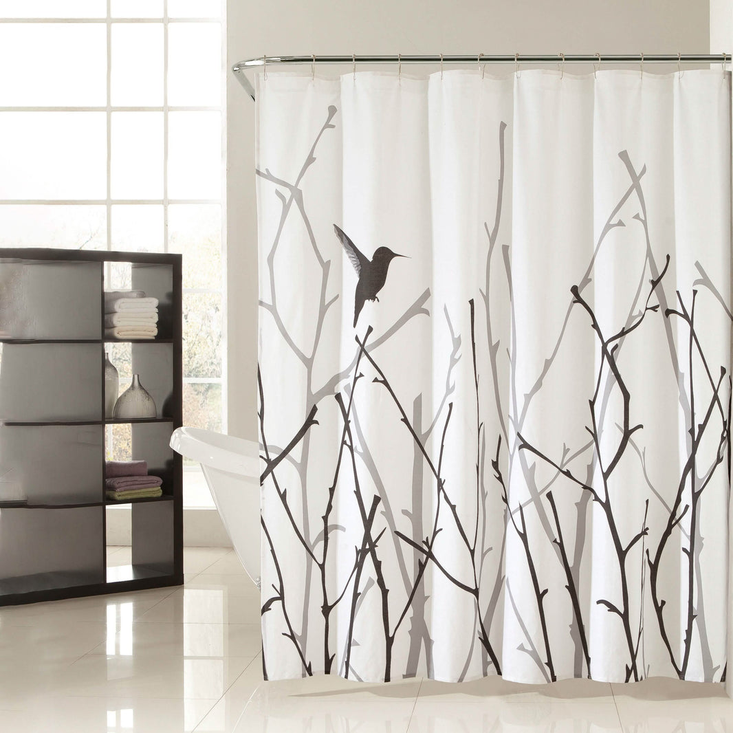72x72" Bird Branches Polycotton Spa Bath Shower Curtain-72x72" Bird Branches Polycotton Spa Bath Shower Curtain