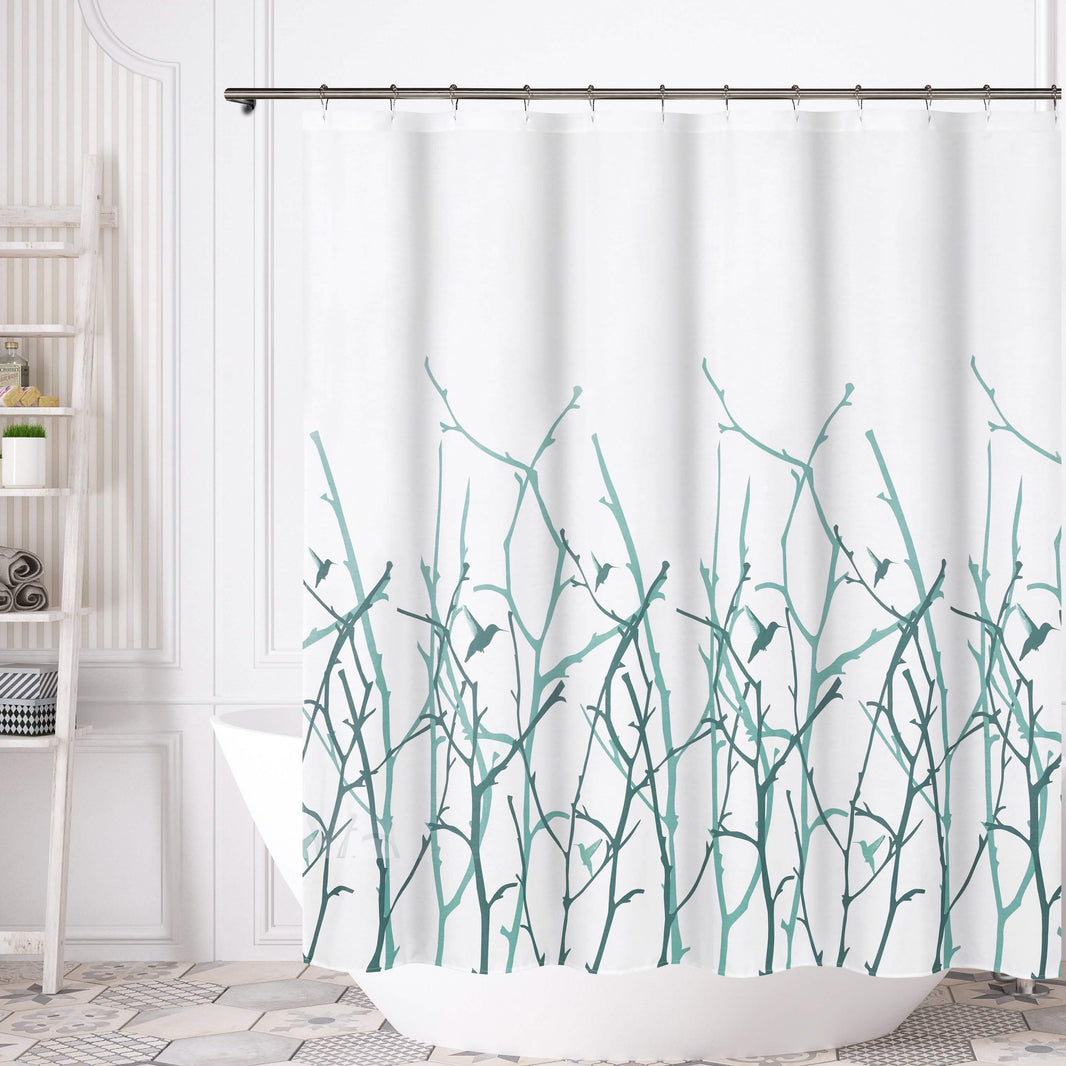 72x72" Bird Branches Polycotton Spa Bath Shower Curtain-72x72" Bird Branches Polycotton Spa Bath Shower Curtain