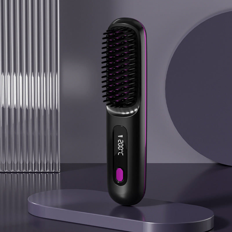 2 In 1 Straight Hair Comb Wireless Hair Straightener Brush Hair Fast Heating Portable Hot Curler USB Charging-a78b2bb068a1201b274e288452eebc36