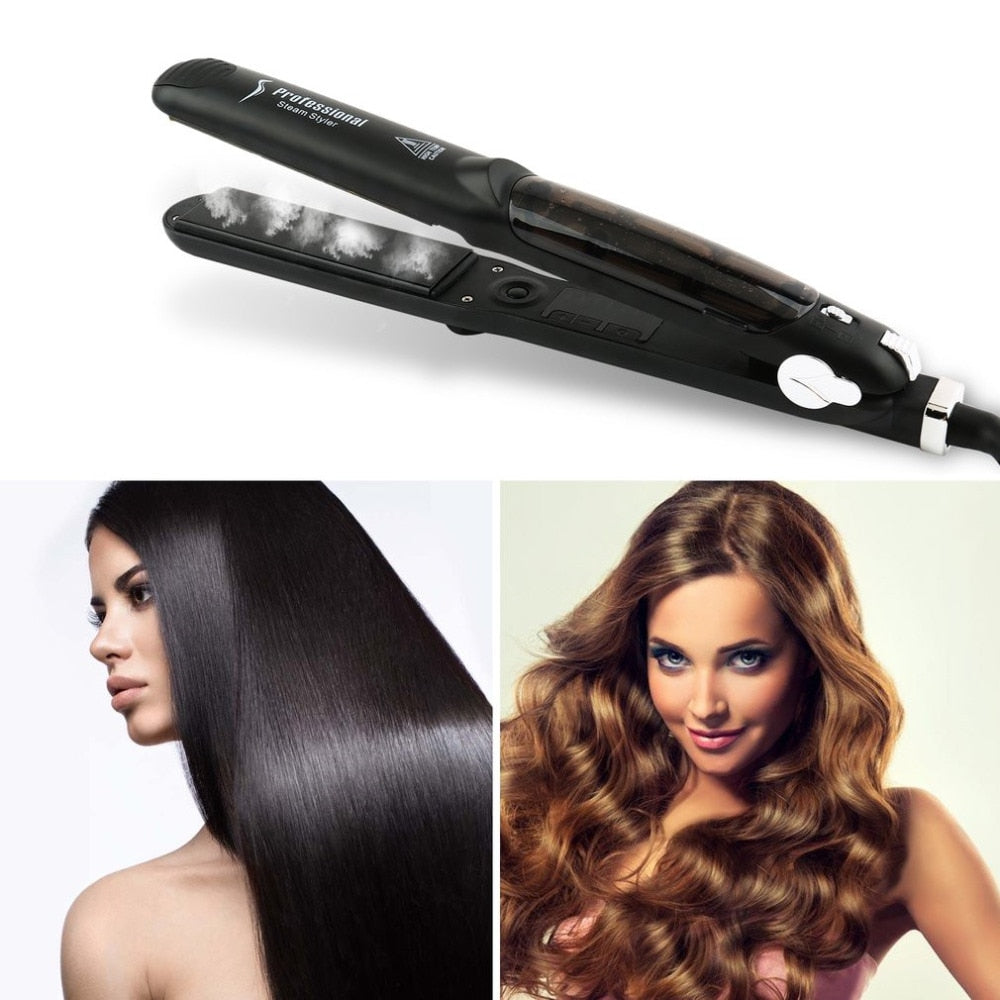 Steam Function Flat Iron Tourmaline Ceramic Vapor Professional Hair Straightener with Argan Oil Infusion Straightening Irons-87ed32a4f544273ae7abd4d66f3612f7