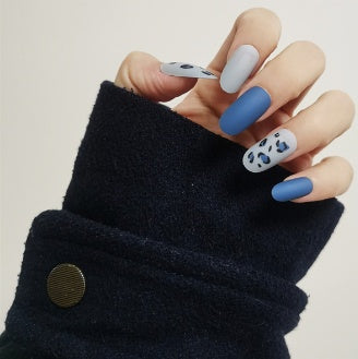 Ashionable Blue And Graffiti Pattern Wearable Fake Nails-ec0b9328d5f5dd1892952761c2c85c3b