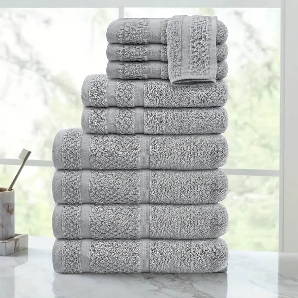 Gray Cotton Bath Towel Set (10–32 pcs)-Gray Cotton Bath Towel Set (10–32 pcs)