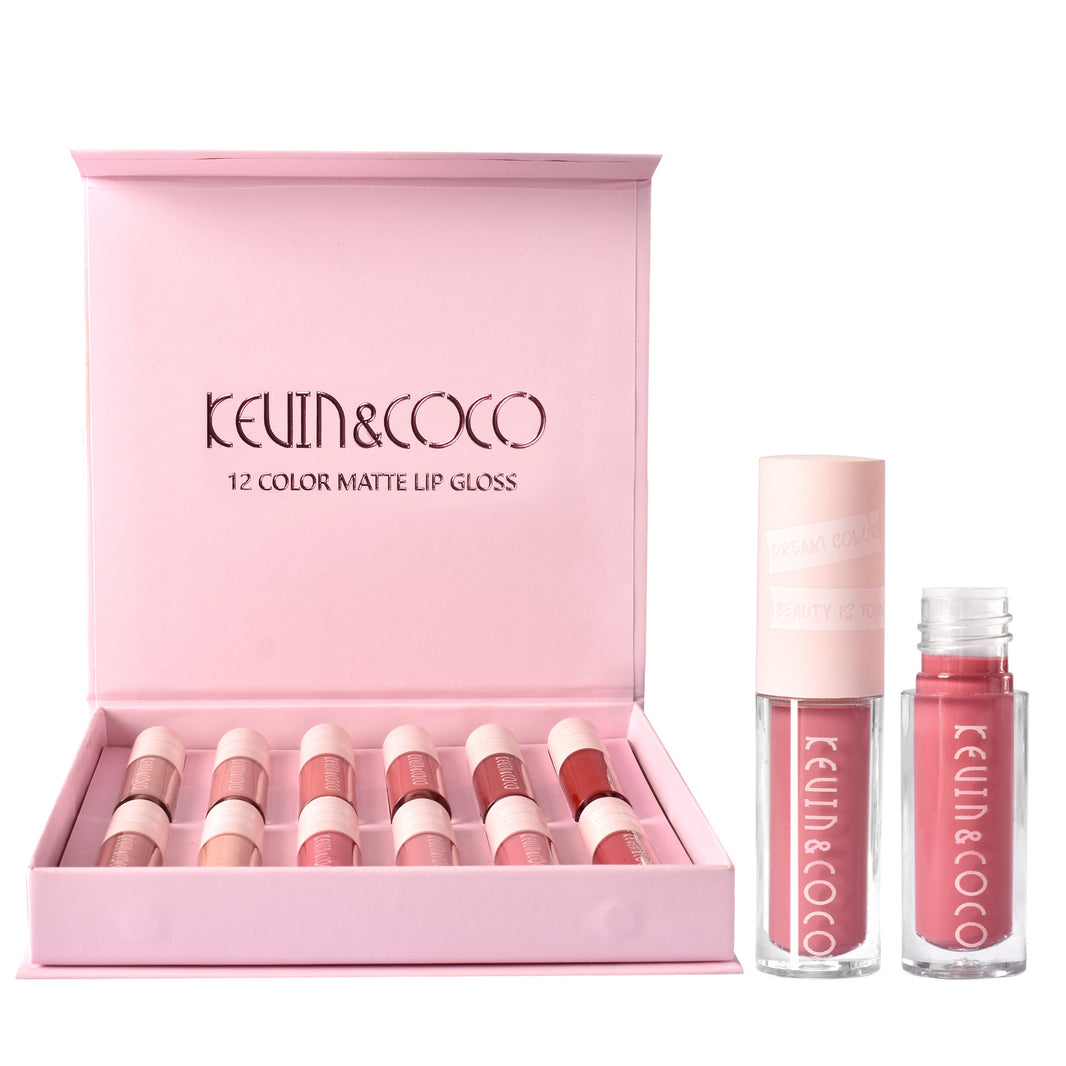 12 Colors Non Stick Cup Lip Gloss Set Waterproof Long Lasting-52c5c4427259fb4360557796bc06b732