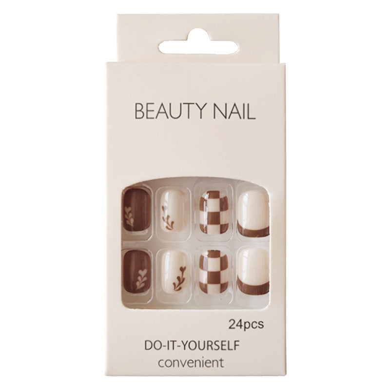 Kurixiang Latte Pull Wearing Nail Nail Patch Nail Patch-7700bb9f753669fb19bacb6280918a24