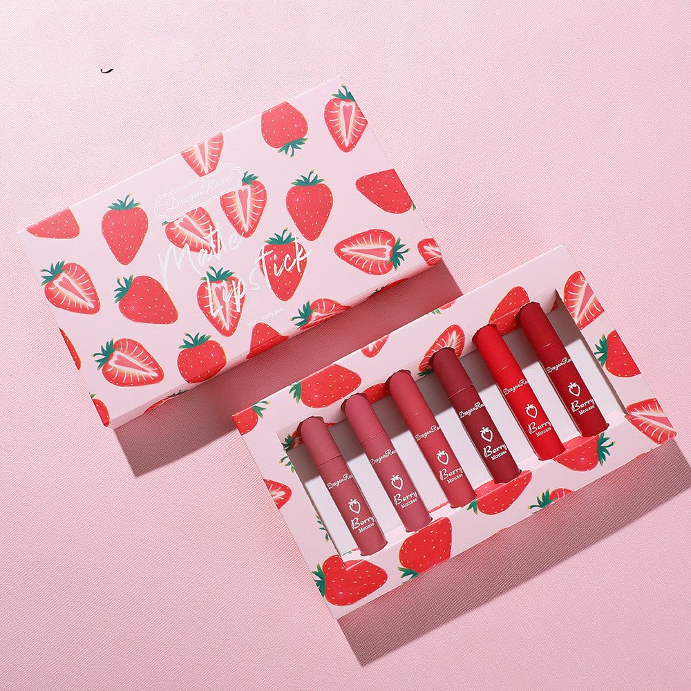 6pcs Box Strawberry Set Lip Gloss Non-stick Cup-62ef7996a904fe61db9c69aacb2560cb