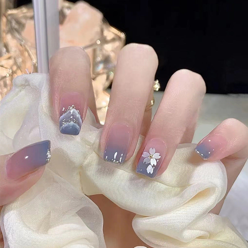 Ashionable Blue And Graffiti Pattern Wearable Fake Nails-d2bca897461d2b61d3fa1574c9f30b9e