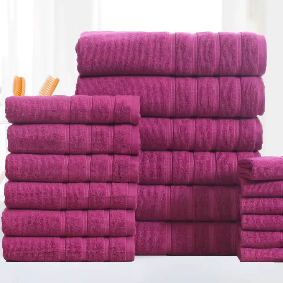 18-Piece: Bibb Home Zero Twist Egyptian Cotton Towel Set-18-Piece: Bibb Home Zero Twist Egyptian Cotton Towel Set