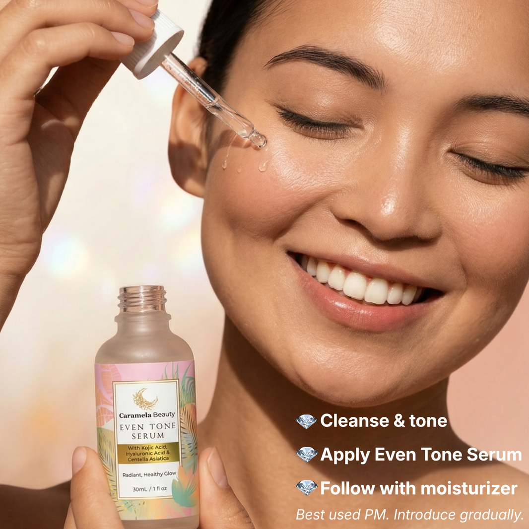 Caramela Beauty Even Tone Serum for Brightening Dark Spots & Hyperpigmentation with Kojic Acid, Hyaluronic Acid & Centella Asiatica-Caramela Beauty Even Tone Serum for Brightening Dark Spots & Hyperpigmentation with Kojic Acid, Hyaluronic Acid & Centella Asiatica