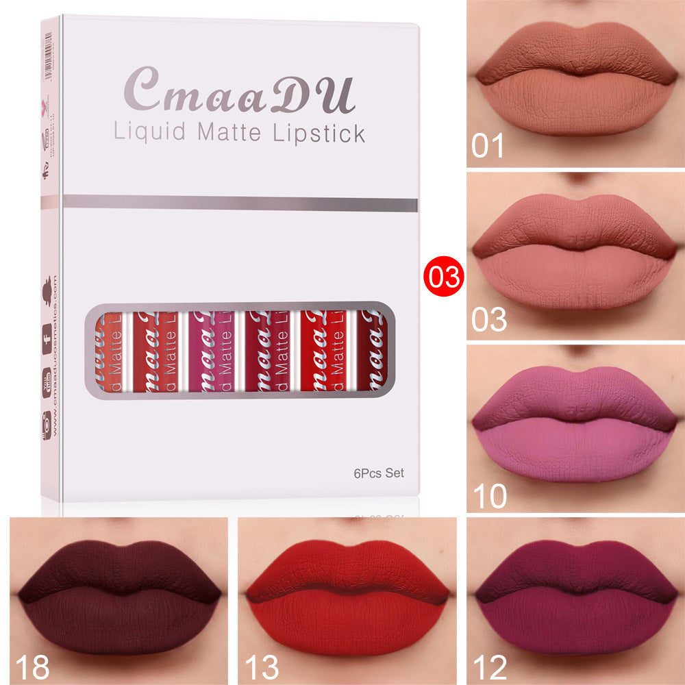 6 Boxes Of Matte Non-stick Cup Waterproof Lipstick Long Lasting Lip Gloss-6fb072ba3cbb4afc6d70d3de409ee087