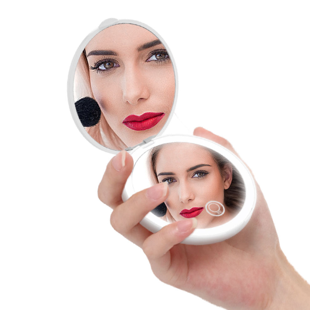 Portable Folding Led Luminous With 2X Amplification Rechargeable Portable Led Make-up Mirror-1d0c57c07b7fef2b134b7d6677385ffa