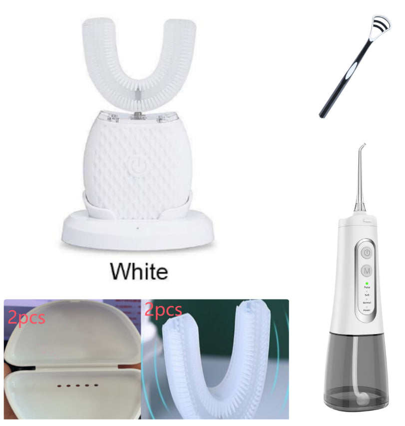 360 Degrees Intelligent Automatic Electric  Toothbrush Waterproof U Type Tooth Brush Whitening Blue Light USB Charging-48204fcba00752be503f2efc1244043f