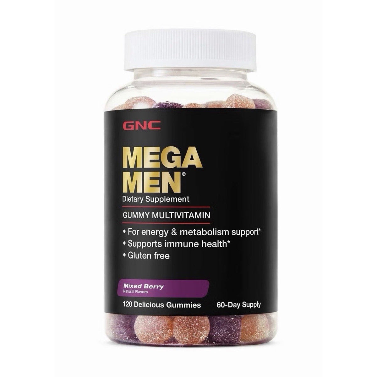 GNC Mega Men Gummy Multivitamin Supports Energy Metabolism Immune System 120 ct-GNC Mega Men Gummy Multivitamin Supports Energy Metabolism Immune System 120 ct