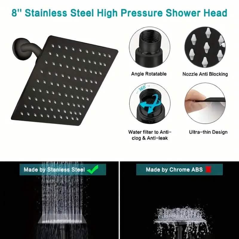 8-Inch High Pressure Showerhead with 11-Inch Adjustable Extension Arm-8-Inch High Pressure Showerhead with 11-Inch Adjustable Extension Arm