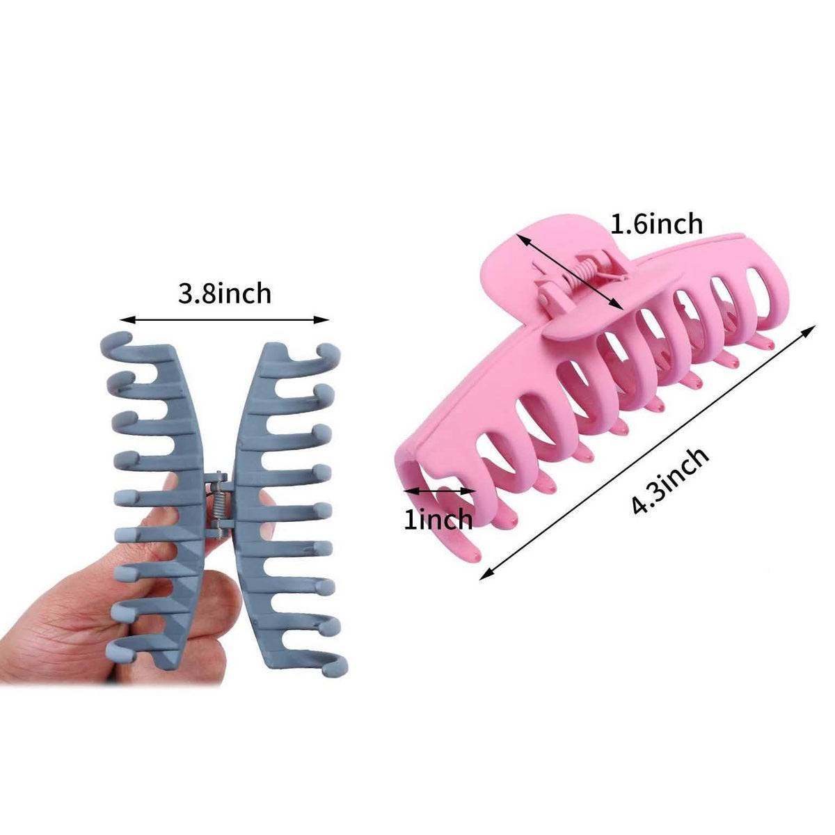 8-Pack: Women's Acrylic Large Claw Matt Hair Clips-8-Pack: Women's Acrylic Large Claw Matt Hair Clips
