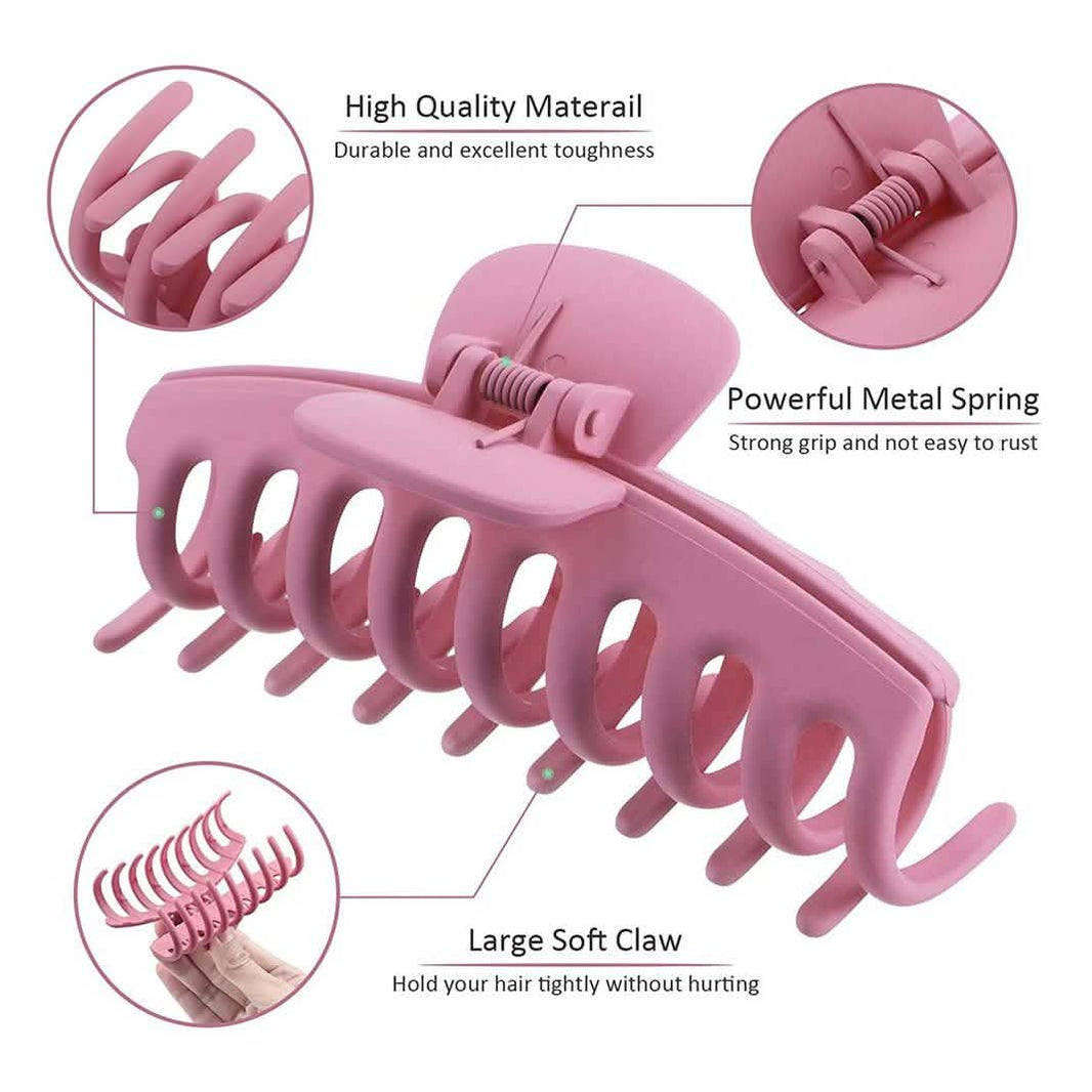 8-Pack: Women's Acrylic Large Claw Matt Hair Clips-8-Pack: Women's Acrylic Large Claw Matt Hair Clips