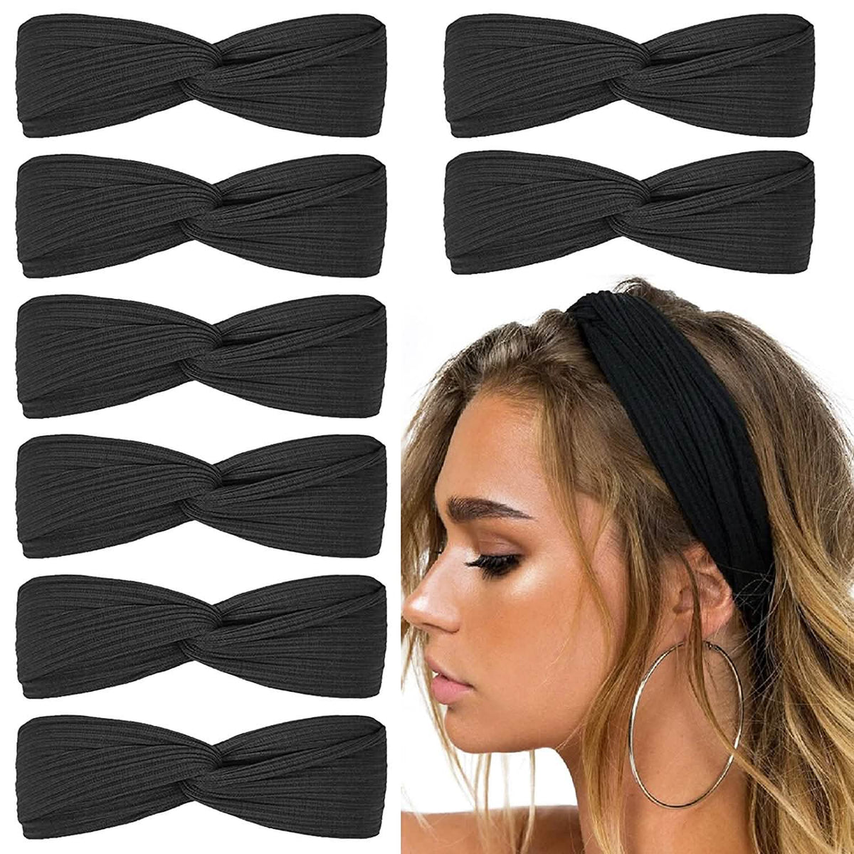 8-Piece: Twist Knotted Boho Stretchy Hair Bands-8-Piece: Twist Knotted Boho Stretchy Hair Bands