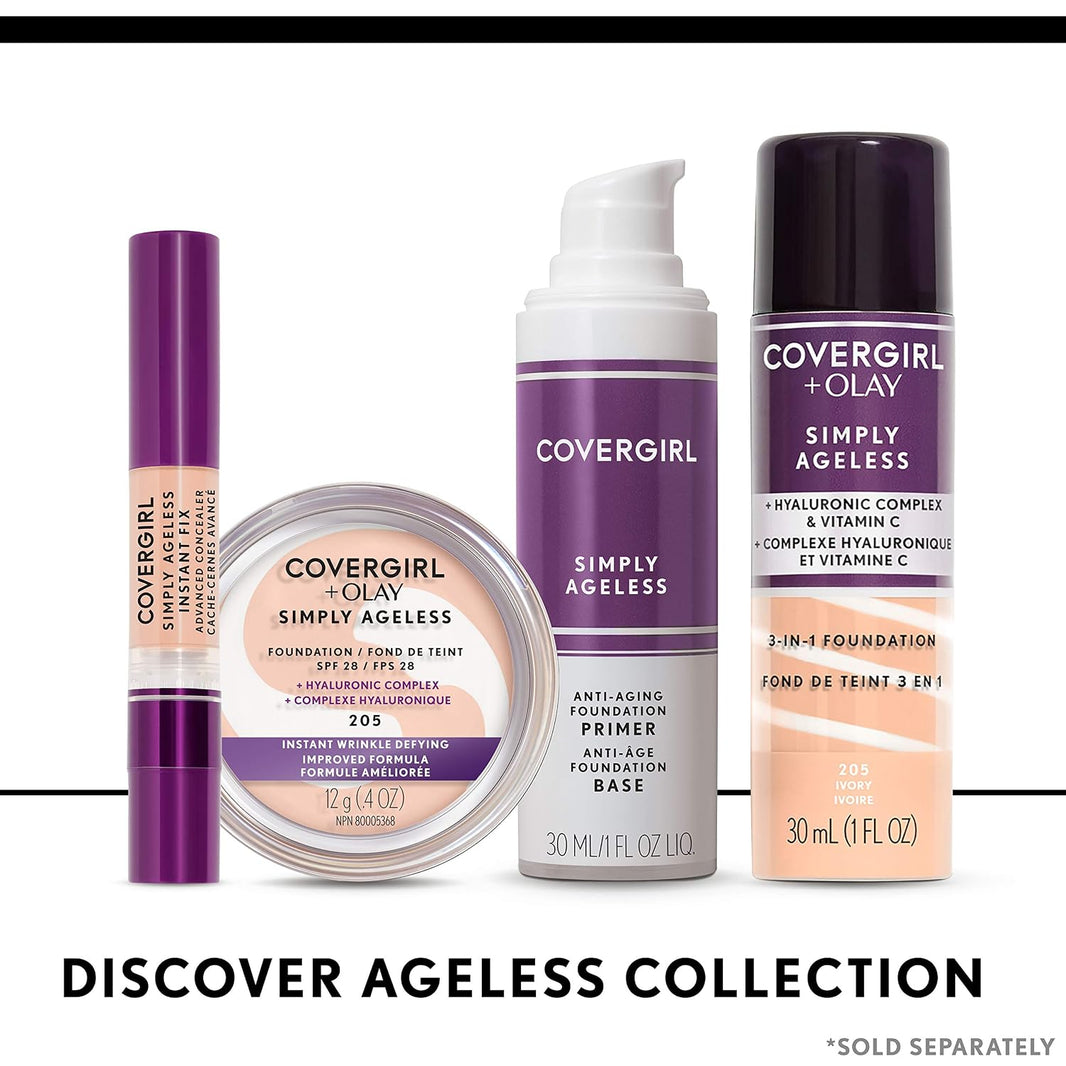 COVERGIRL & Olay Simply Ageless 3-in-1 Liquid Foundation, Matte Finish, Hyaluronic & Vitamin C Formula, 225 Buff Beige, 1 Count-COVERGIRL & Olay Simply Ageless 3-in-1 Liquid Foundation, Matte Finish, Hyaluronic & Vitamin C Formula, 225 Buff Beige, 1 Count