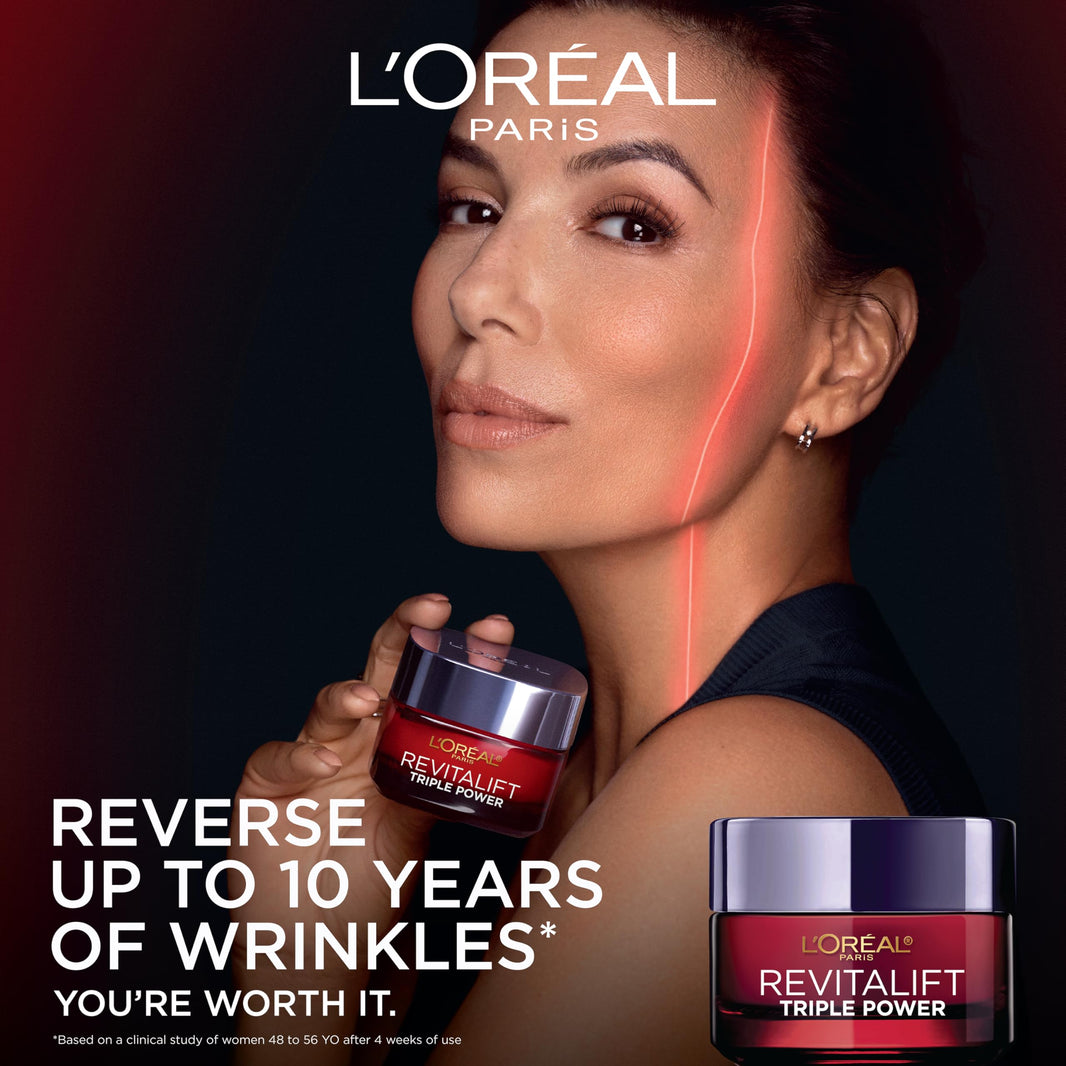 L'Oreal Paris Revitalift Triple Power Anti-Aging Face Moisturizer, Pro Retinol, Hyaluronic Acid & Vitamin C to Reduce Wrinkles, Firm & Brighten Skin, 2.55 Oz-L'Oreal Paris Revitalift Triple Power Anti-Aging Face Moisturizer, Pro Retinol, Hyaluronic Acid & Vitamin C to Reduce Wrinkles, Firm & Brighten Skin, 2.55 Oz