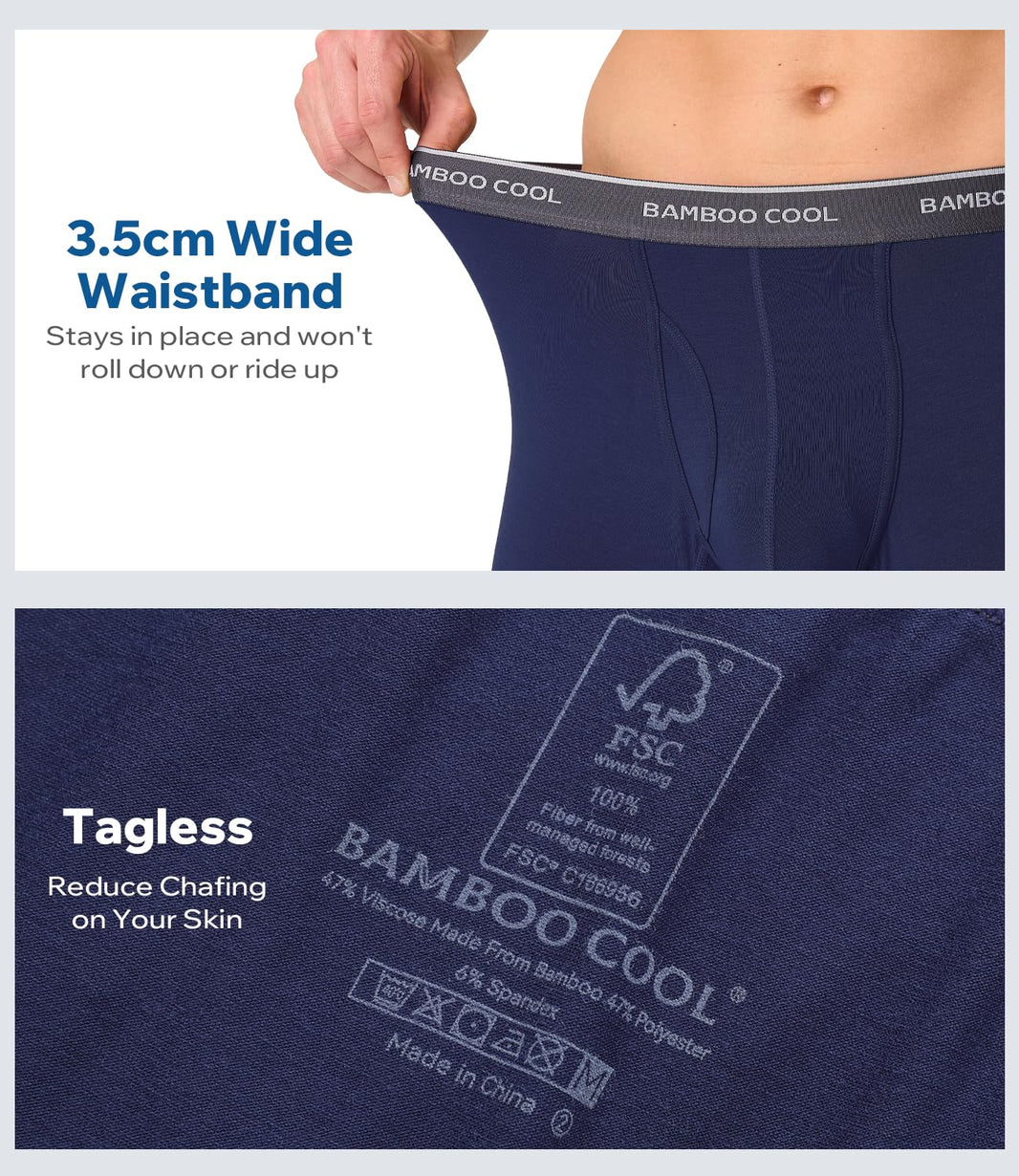 BAMBOO COOL Ultra Soft Mens Underwear Boxer Briefs Multi-pack | Bamboo Fabric‌,No Ride Up,More Breathable Than Cotton-BAMBOO COOL Ultra Soft Mens Underwear Boxer Briefs Multi-pack | Bamboo Fabric‌,No Ride Up,More Breathable Than Cotton