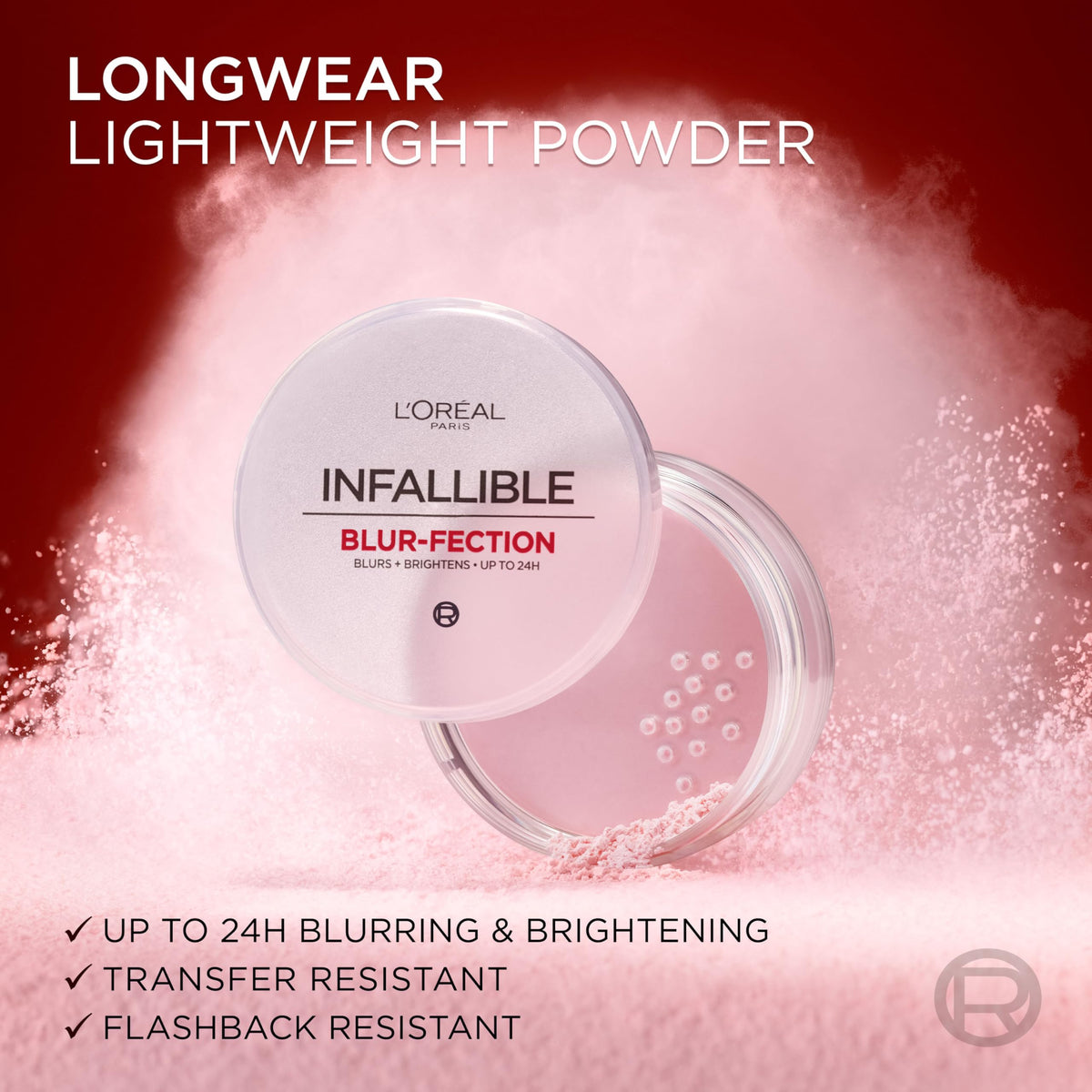 L'Oreal Paris Infallible Blur-fection Longwear Loose Setting Powder, Blurring Face Powder With Up to 24HRs of Wear, Brightening Light Pink, 1 Kit-L'Oreal Paris Infallible Blur-fection Longwear Loose Setting Powder, Blurring Face Powder With Up to 24HRs of Wear, Brightening Light Pink, 1 Kit