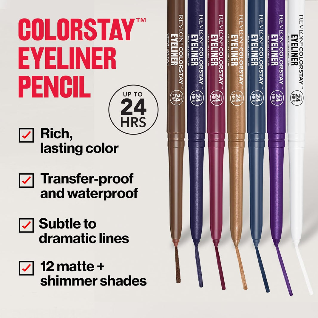 Revlon ColorStay Pencil Waterproof Eyeliner, Smudge-Proof, Eye Makeup with Built-In Sharpener, Long-Lasting, Matte Finish, 201 Black, 2 pack-Revlon ColorStay Pencil Waterproof Eyeliner, Smudge-Proof, Eye Makeup with Built-In Sharpener, Long-Lasting, Matte Finish, 201 Black, 2 pack