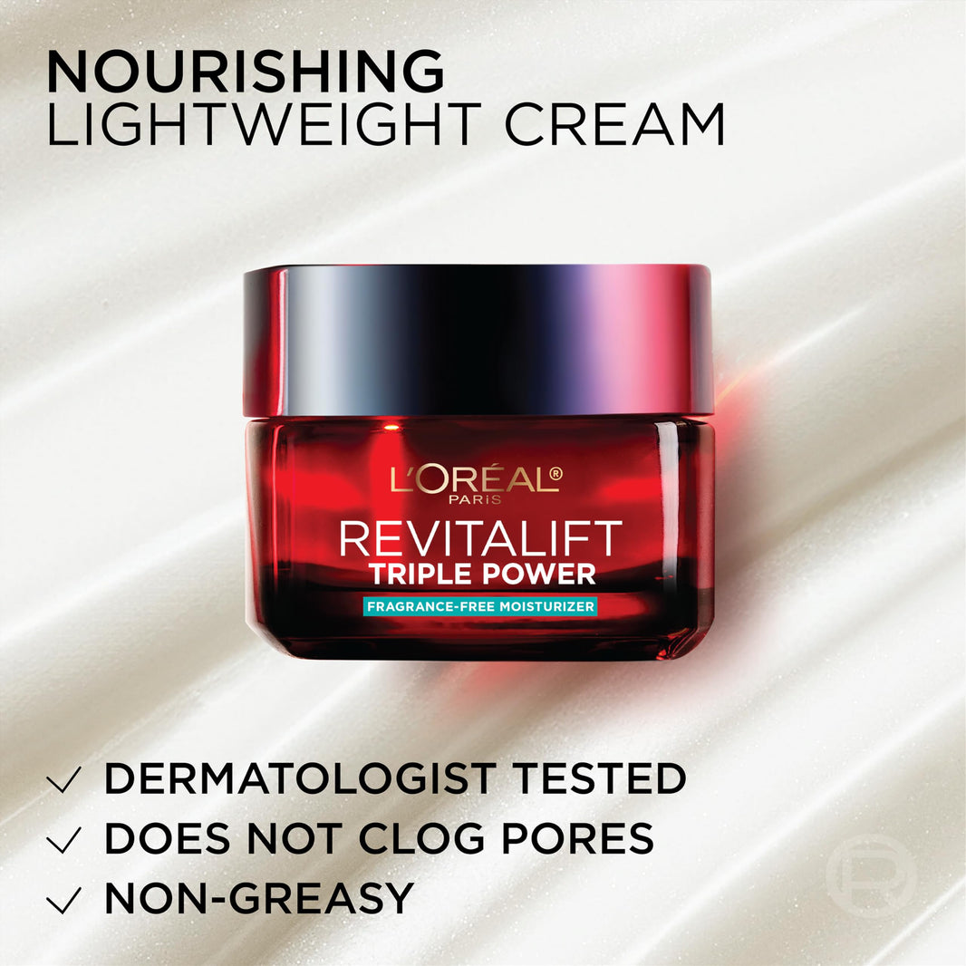 L'Oreal Paris Revitalift Triple Power Anti-Aging Face Moisturizer, Pro Retinol, Hyaluronic Acid & Vitamin C to Reduce Wrinkles, Firm & Brighten Skin, 2.55 Oz-L'Oreal Paris Revitalift Triple Power Anti-Aging Face Moisturizer, Pro Retinol, Hyaluronic Acid & Vitamin C to Reduce Wrinkles, Firm & Brighten Skin, 2.55 Oz