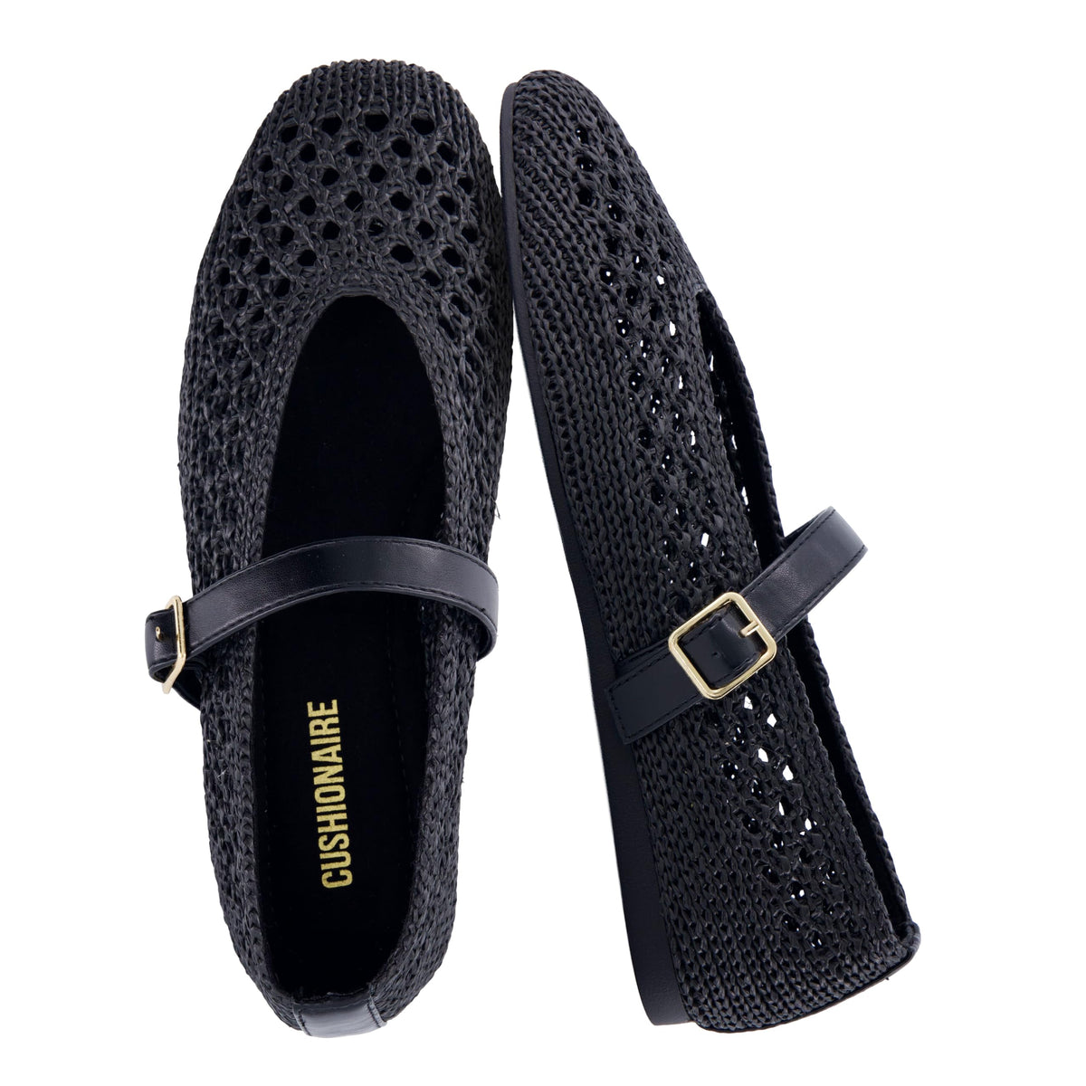 CUSHIONAIRE Graff Mary Jane Shoes for Women, Woven Ballet Flats with Adjustable Buckle Strap, Lightweight Slip On Shoes-CUSHIONAIRE Graff Mary Jane Shoes for Women, Woven Ballet Flats with Adjustable Buckle Strap, Lightweight Slip On Shoes