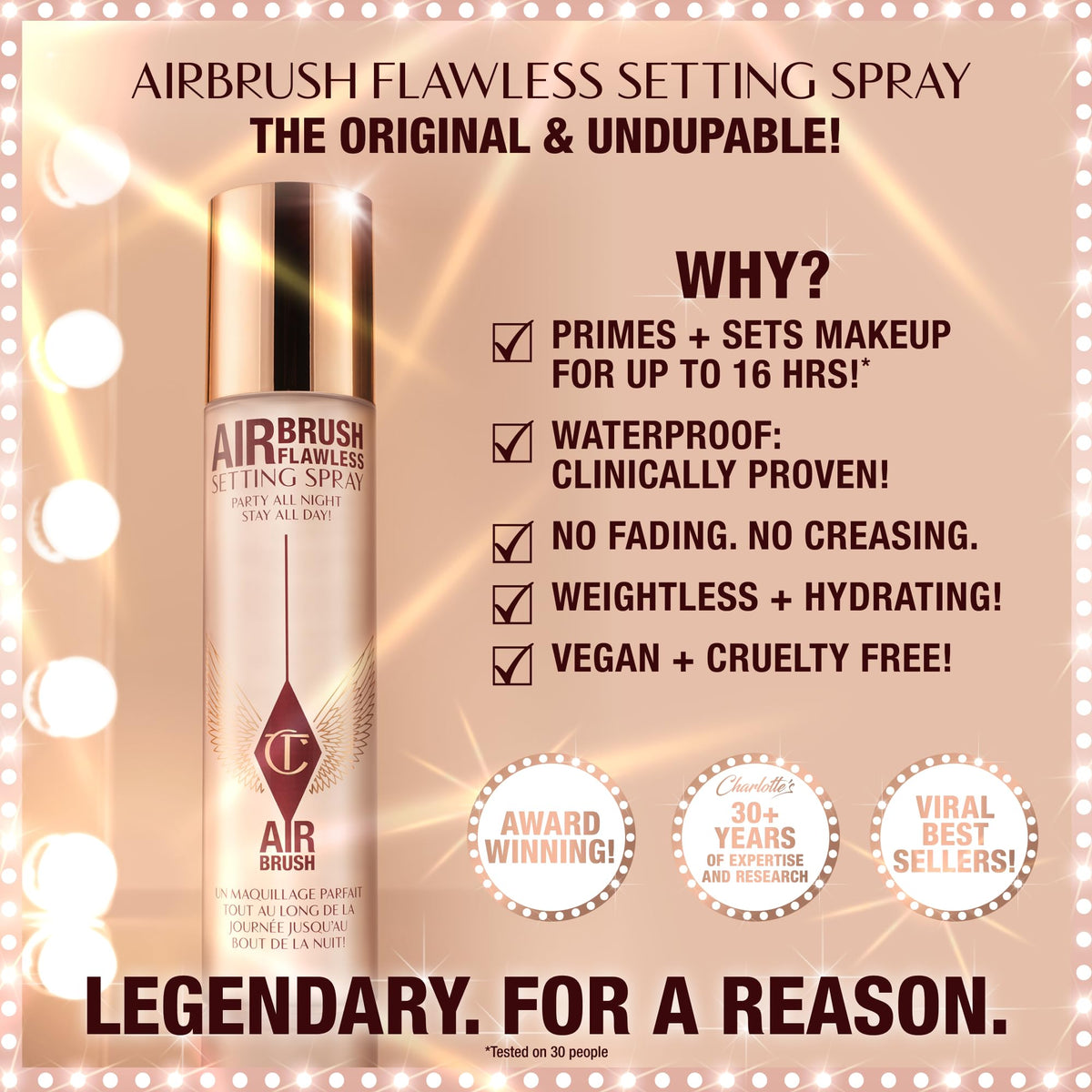 Charlotte Tilbury Airbrush Flawless Setting Spray - Ultra-Fine Hydrating Mist to Prime & Set Makeup Up to 16Hr – Soothes and Blurs Skin, Waterproof, Wedding Makeup-Charlotte Tilbury Airbrush Flawless Setting Spray - Ultra-Fine Hydrating Mist to Prime & Set Makeup Up to 16Hr – Soothes and Blurs Skin, Waterproof, Wedding Makeup