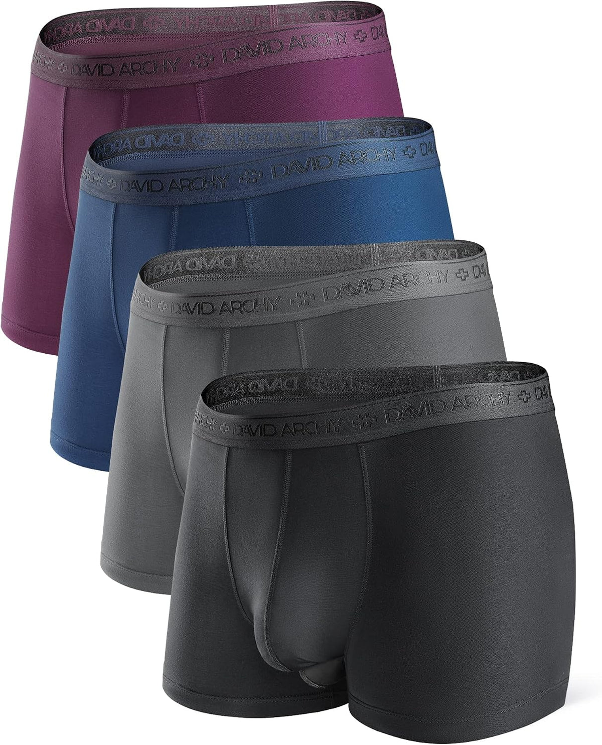 DAVID ARCHY Men's Underwear Modal Boxer Briefs Trunks Multi-Pack | Dual Pouch with Fly, Ultra Soft Second Skin Feel, Breathable Stretch Spandex, Anti Chafing, Daily Lounging Work Travel-DAVID ARCHY Men's Underwear Modal Boxer Briefs Trunks Multi-Pack | Dual Pouch with Fly, Ultra Soft Second Skin Feel, Breathable Stretch Spandex, Anti Chafing, Daily Lounging Work Travel