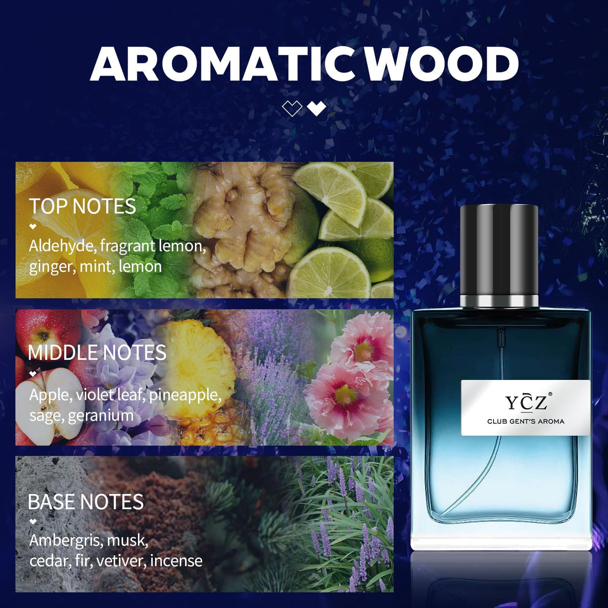 Ycz Midnight Marine Eau de Parfum for Men, 1.7 Fl Oz (50 mL), Long-Lasting Cologne, Fresh Marine & Woody Fragrance with Grapefruit, Ginger and Cedar Notes for Daily Wear, Date Night and Gifts-Ycz Midnight Marine Eau de Parfum for Men, 1.7 Fl Oz (50 mL), Long-Lasting Cologne, Fresh Marine & Woody Fragrance with Grapefruit, Ginger and Cedar Notes for Daily Wear, Date Night and Gifts