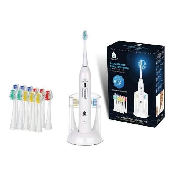 Pursonic S430 Rechargeable Electric Sonic Toothbrush - 12 Brush-Heads Included-Pursonic S430 Rechargeable Electric Sonic Toothbrush - 12 Brush-Heads Included
