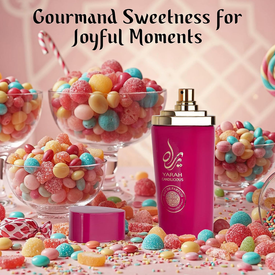 SAADAH Yarah Candilicious Eau De Parfum for Women 4.0 Fl.oz, 120ml Fruity Floral Gourmand Perfume, Sweet Strawberry Vanilla Cotton Candy, Gardenia Amber Musk, Long Lasting Luxury Fragrance-SAADAH Yarah Candilicious Eau De Parfum for Women 4.0 Fl.oz, 120ml Fruity Floral Gourmand Perfume, Sweet Strawberry Vanilla Cotton Candy, Gardenia Amber Musk, Long Lasting Luxury Fragrance