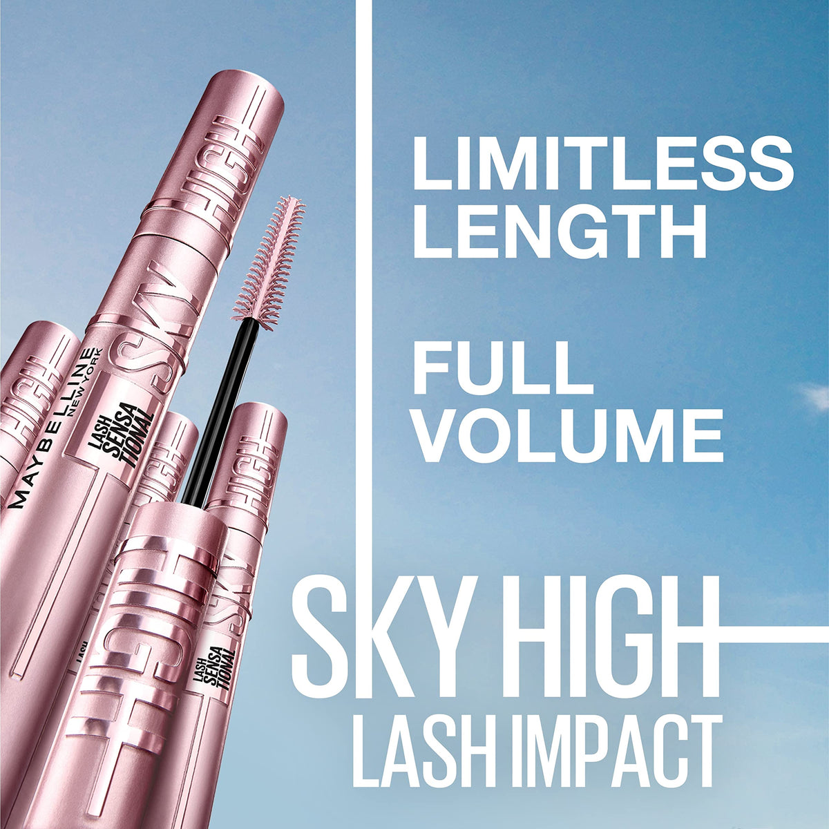 Maybelline Lash Sensational Sky High Washable Mascara Makeup, Volumizing, Lengthening, Defining, Curling, Multiplying, Buildable Formula, Blackest Black, 1 Count-Maybelline Lash Sensational Sky High Washable Mascara Makeup, Volumizing, Lengthening, Defining, Curling, Multiplying, Buildable Formula, Blackest Black, 1 Count