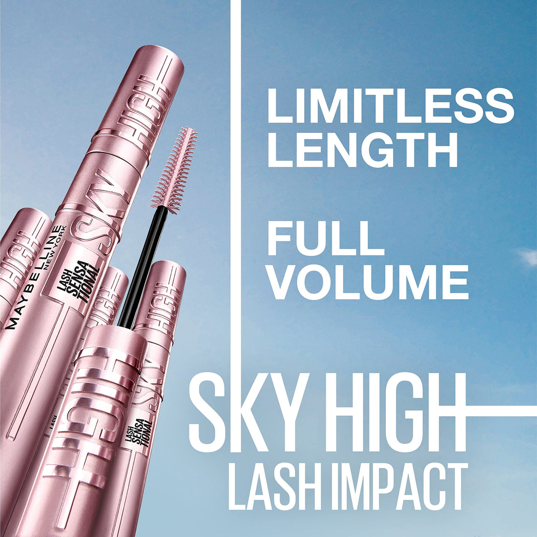 Maybelline Lash Sensational Sky High Washable Mascara Makeup, Volumizing, Lengthening, Defining, Curling, Multiplying, Buildable Formula, Blackest Black, 1 Count-Maybelline Lash Sensational Sky High Washable Mascara Makeup, Volumizing, Lengthening, Defining, Curling, Multiplying, Buildable Formula, Blackest Black, 1 Count