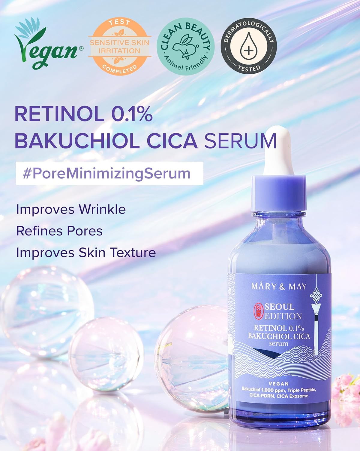 Mary & May Vegan Retinol 0.1% Bakuchiol Cica Serum-Mary & May Vegan Retinol 0.1% Bakuchiol Cica Serum