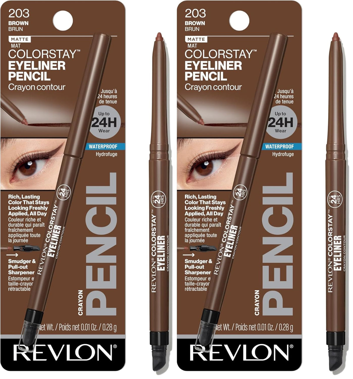 Revlon ColorStay Pencil Waterproof Eyeliner, Smudge-Proof, Eye Makeup with Built-In Sharpener, Long-Lasting, Matte Finish, 201 Black, 2 pack-Revlon ColorStay Pencil Waterproof Eyeliner, Smudge-Proof, Eye Makeup with Built-In Sharpener, Long-Lasting, Matte Finish, 201 Black, 2 pack