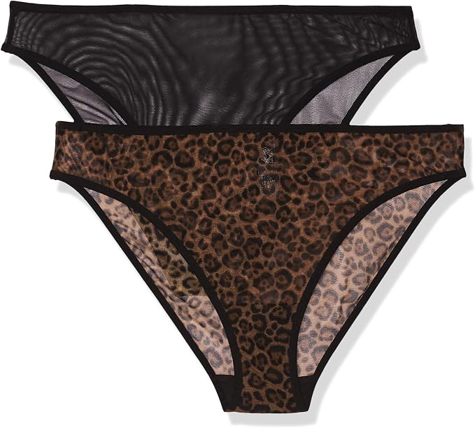 Smart & Sexy Womens Mesh Lace Cheeky Brief Panties, Available Multi Packs Bikini Style Underwear, Black Hue/White, 9 US (Clearance)-Smart & Sexy Womens Mesh Lace Cheeky Brief Panties, Available Multi Packs Bikini Style Underwear, Black Hue/White, 9 US (Clearance)