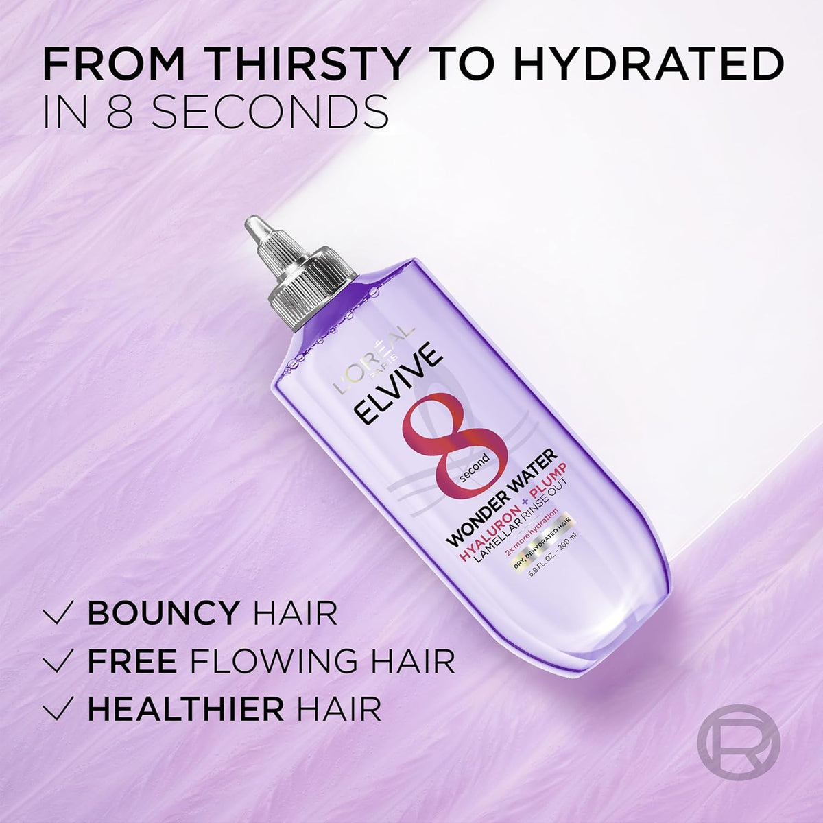 L'Oreal Paris Elvive Hyaluron Plump Flash Hydration Wonder Water Hair Rinse, 8 Second Hydrating Hair Care Treatment for Soft, Shiny Hair, 6.8 Fl Oz-L'Oreal Paris Elvive Hyaluron Plump Flash Hydration Wonder Water Hair Rinse, 8 Second Hydrating Hair Care Treatment for Soft, Shiny Hair, 6.8 Fl Oz