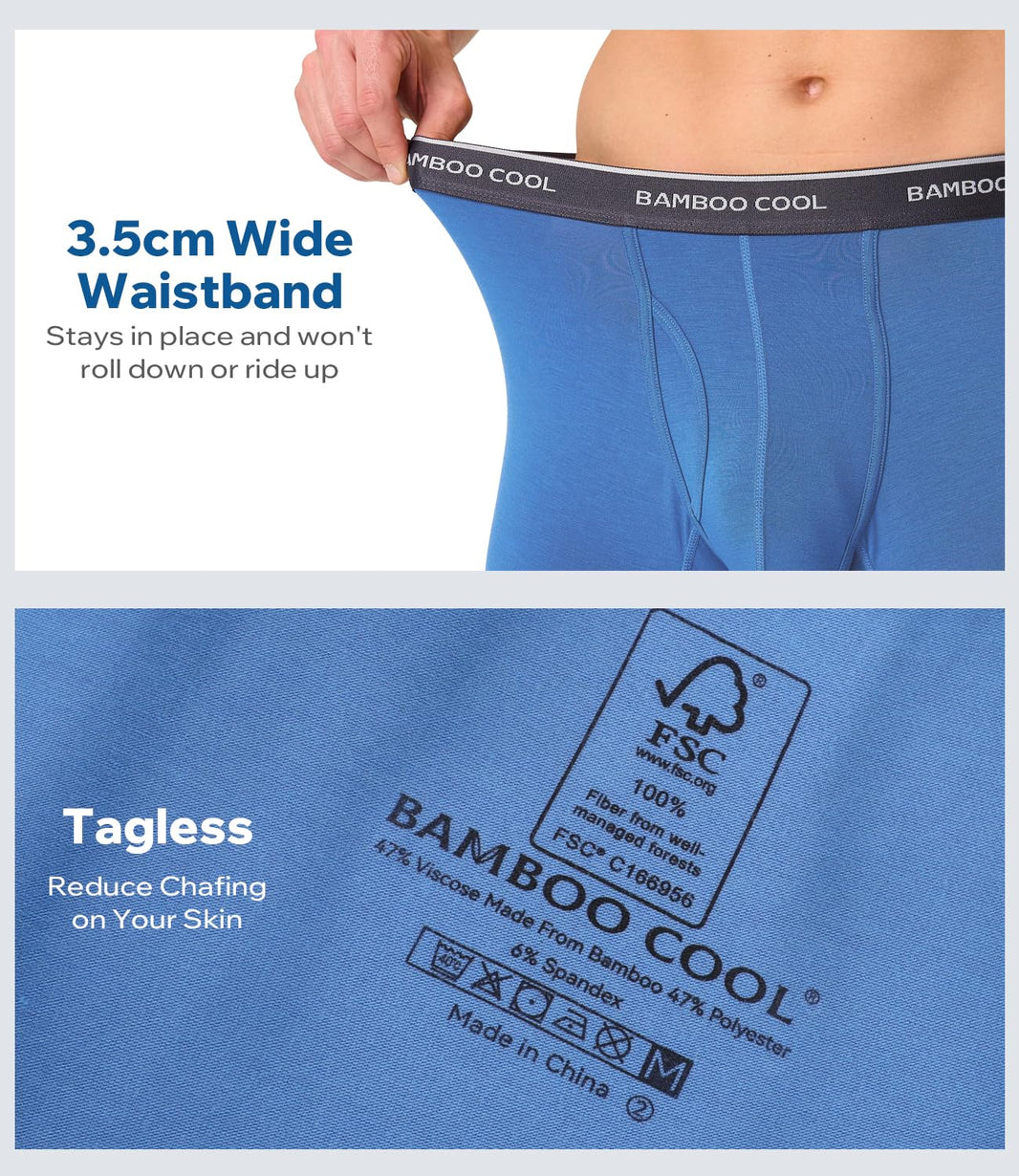 BAMBOO COOL Ultra Soft Mens Underwear Boxer Briefs Multi-pack | Bamboo Fabric‌,No Ride Up,More Breathable Than Cotton-BAMBOO COOL Ultra Soft Mens Underwear Boxer Briefs Multi-pack | Bamboo Fabric‌,No Ride Up,More Breathable Than Cotton