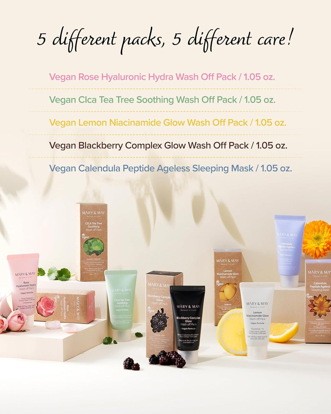 Mary & May Vegan Wash Off Mask Mini Gift Set-Mary & May Vegan Wash Off Mask Mini Gift Set