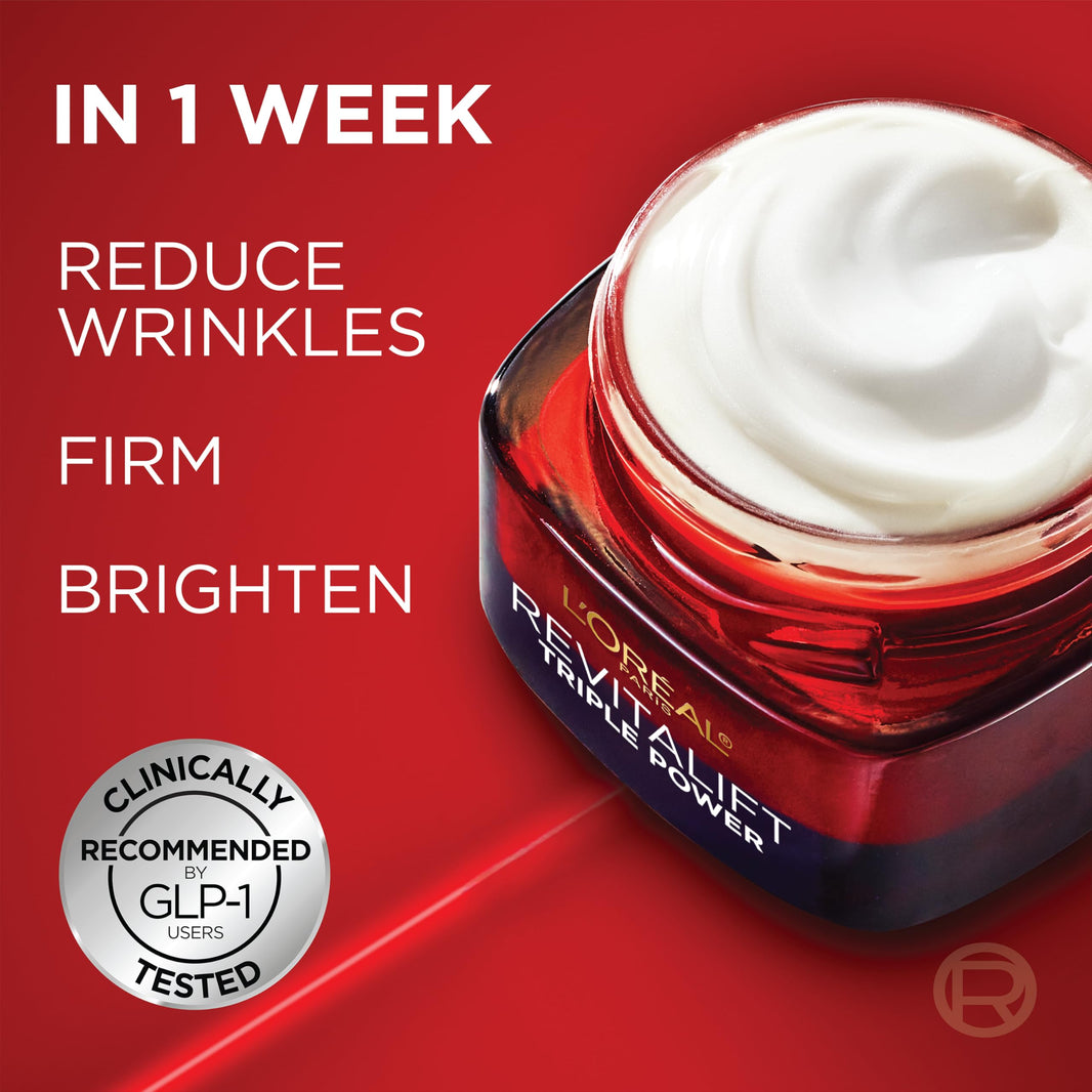 L'Oreal Paris Revitalift Triple Power Anti-Aging Face Moisturizer, Pro Retinol, Hyaluronic Acid & Vitamin C to Reduce Wrinkles, Firm & Brighten Skin, 2.55 Oz-L'Oreal Paris Revitalift Triple Power Anti-Aging Face Moisturizer, Pro Retinol, Hyaluronic Acid & Vitamin C to Reduce Wrinkles, Firm & Brighten Skin, 2.55 Oz
