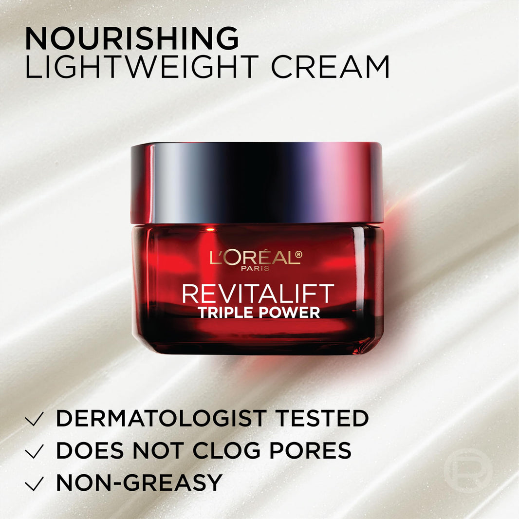 L'Oreal Paris Revitalift Triple Power Anti-Aging Face Moisturizer, Pro Retinol, Hyaluronic Acid & Vitamin C to Reduce Wrinkles, Firm & Brighten Skin, 2.55 Oz-L'Oreal Paris Revitalift Triple Power Anti-Aging Face Moisturizer, Pro Retinol, Hyaluronic Acid & Vitamin C to Reduce Wrinkles, Firm & Brighten Skin, 2.55 Oz